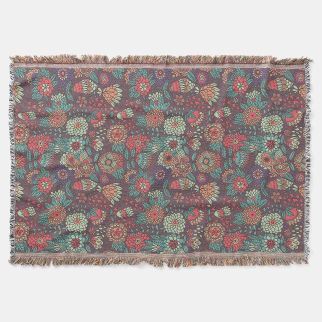 Manta Teste padrão floral colorido no estilo dos (Frente)