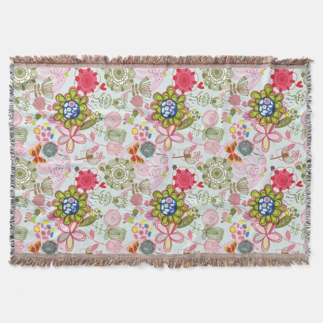 Manta Teste padrão floral no estilo retro 2 (Frente)