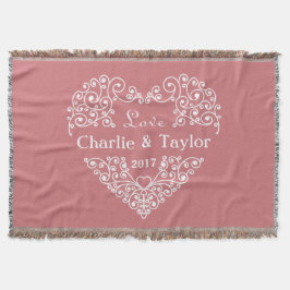 Manta Texto personalizado do Coração Ornamental lança co