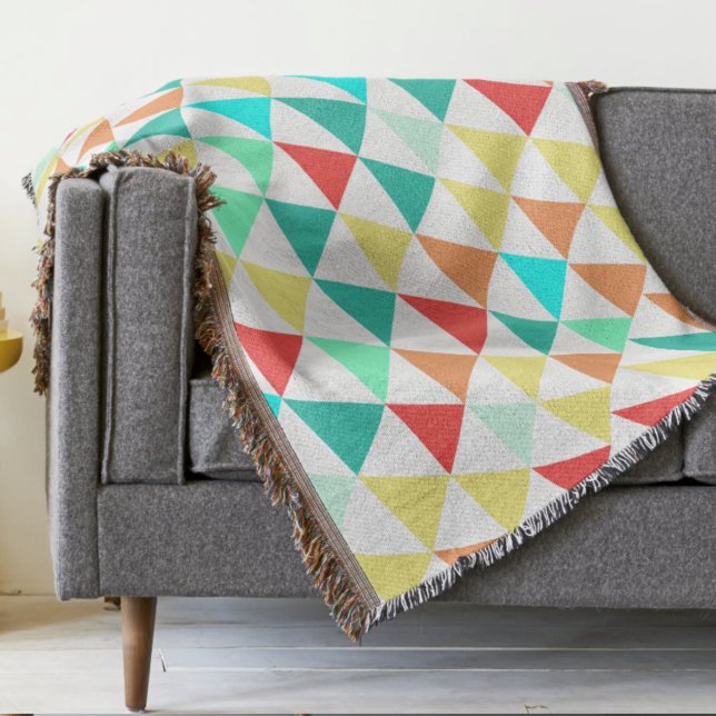 Manta Trendy Triangle Mint Aqua Coral Modern Abstrato (Criador carregado)
