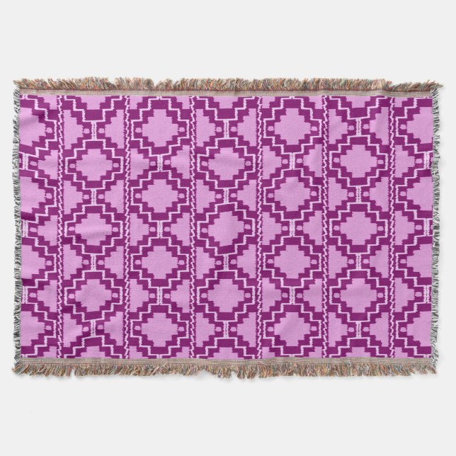 Manta Tribal asteca de Ikat - roxo e violeta Amethyst (Frente)
