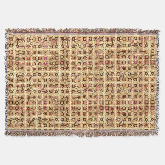 Manta Tribal Batik - chocolate castanho e castanho (Frente)