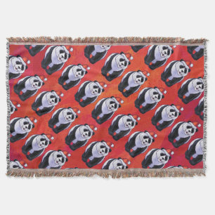 Manta Urso de panda no chapéu do papai noel no vermelho