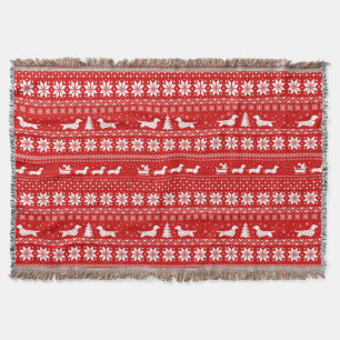 Manta Vermelho do teste padrão da camisola do Natal dos