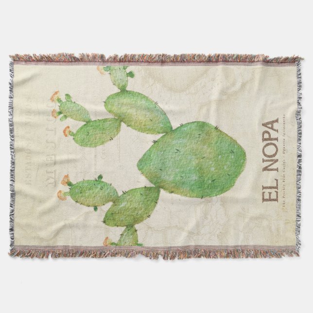 Manta Vintage Cactus Watercolor Throw Blanket (Frente)