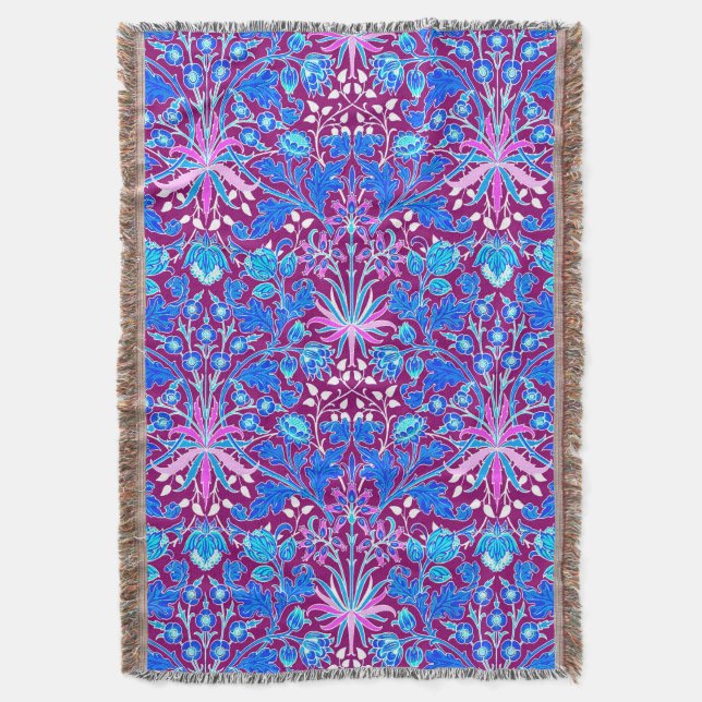 Manta William Morris Hyacinth Impressão, Aqua e Purple (Frente Vertical)