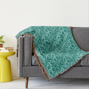 Manta William Morris Thistle Damask, Turquoise e Aqua
