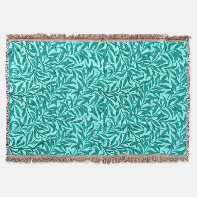 Manta William Morris Willow Bough, Turquoise e Aqua (Frente)