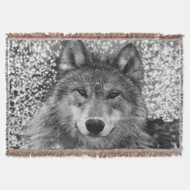 Manta Wintery Wolf Throw Blanket (Frente)