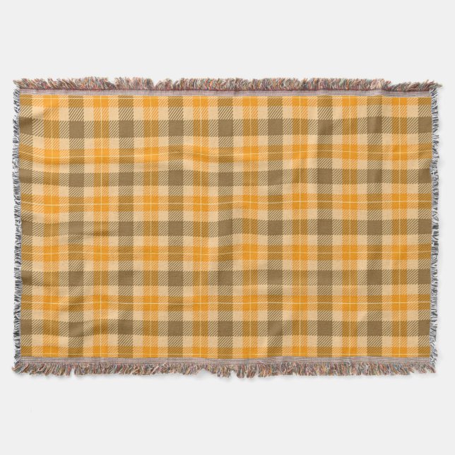 Manta Xadrez de Tartan castanho e laranja (Frente)