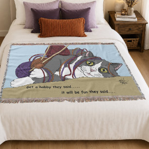 Manta Yarn Knitting Engraçado Cat