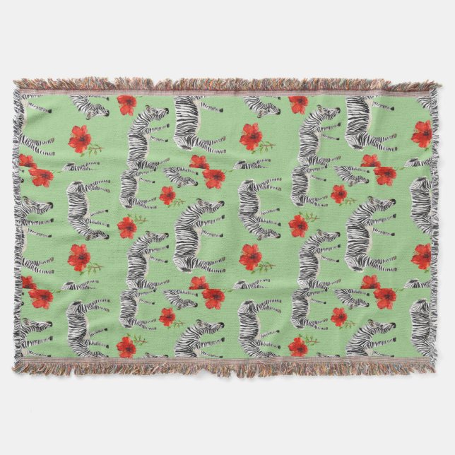 Manta Zebras entre flores do hibiscus (Frente)