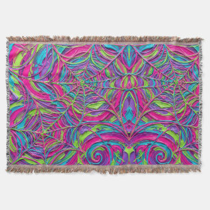 Mantas de Renda Neon Vibrante Teia de Aranha Abstr