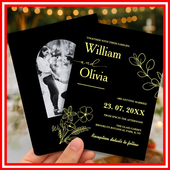 Manteiga Amarelo Convite para Casamento de Flor Se (Criador carregado)