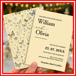 Manteiga Amarelo Convite para Casamento de Flor Se