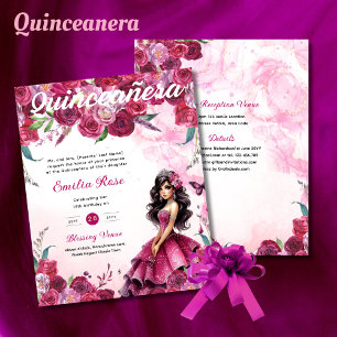 Manteiga cor-de-rosa magenta Quinceanera Vestir Bo