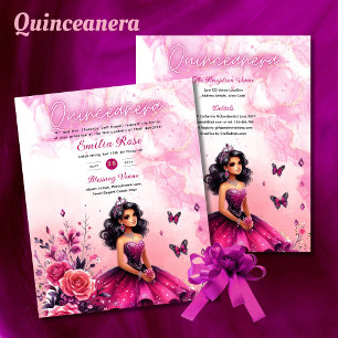 Manteiga cor-de-rosa magenta Quinceanera Vestir Bo