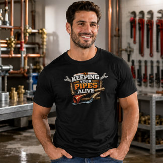 Mantendo Seus Canos Vivos Camiseta de Bombeiro Eng