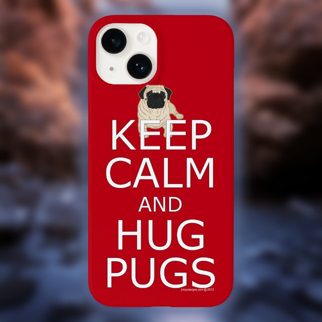 Mantenha a Calma Abrace Pug Amante de Cães (Keep Calm Hug Pugs Case-Mate iPhone Case)