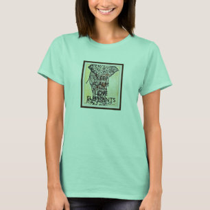 Mantenha a calma & ame o t-shirt dos elefantes