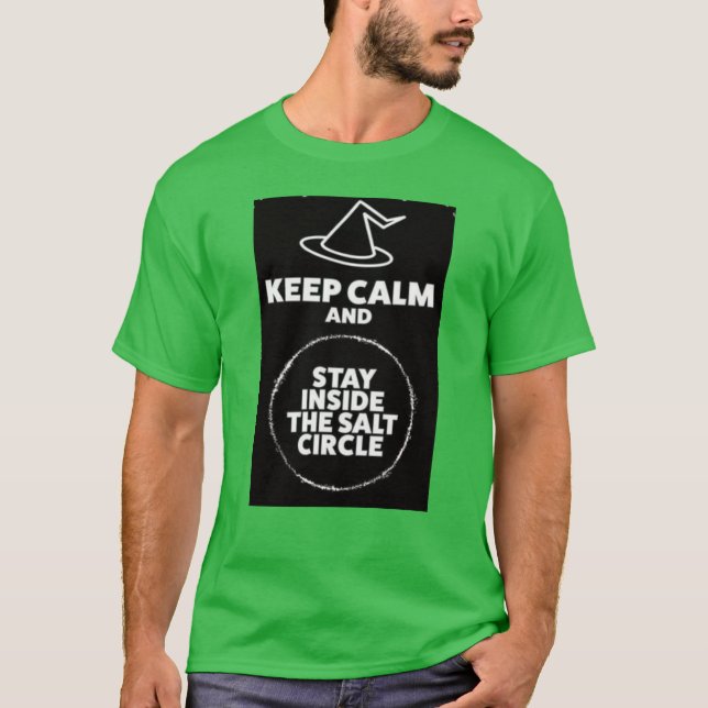 Mantenha a calma / círculo salgado verde T-Shirt (Frente)