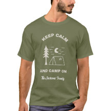 Mantenha a Calma & Continue Acampando Camiseta Mas