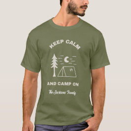 Mantenha a Calma & Continue Acampando Camiseta Mas