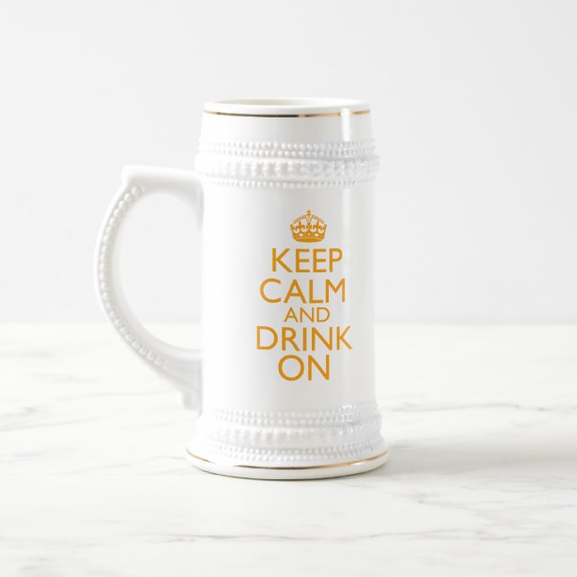Mantenha a calma e beba-a na caneca de cerveja da (Esquerda)