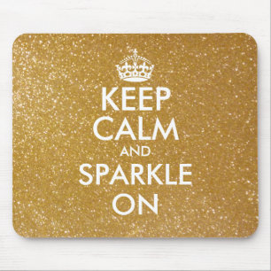 Mantenha a calma e brilhe no mousepad de glitter d