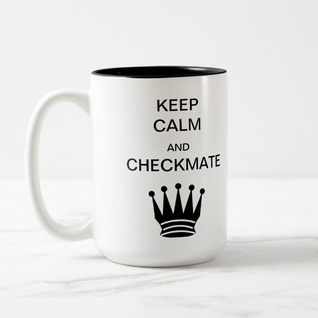 Mantenha a calma e Checkmate a caneca do Dois-Tom (Esquerda)