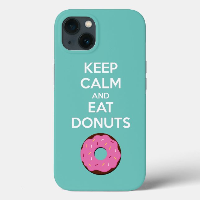 Mantenha a Calma e Coma Donuts Capa de Telefone (Verso)