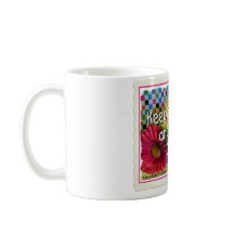 Mantenha a calma e coma uma caneca de café do