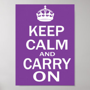 Mantenha a calma e continue o poster roxo