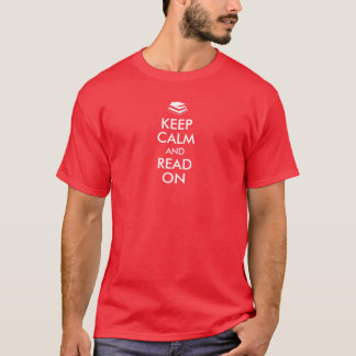 Mantenha a calma e leia-a no modelo da camisa dos