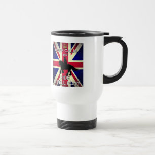 "Mantenha a calma e monte caneca de viagem de um