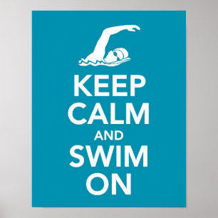 Mantenha a calma e nade no impressão