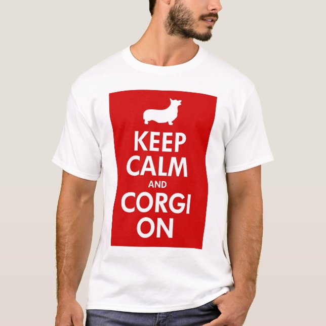 Mantenha a calma e o Corgi na camisa (Frente)