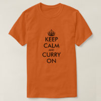 Mantenha a calma e o curry na camisa de cozinhar e
