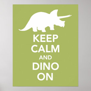 Mantenha a calma e o Dino no impressão ou no