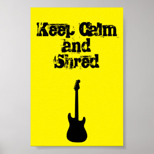 Mantenha a calma e o poster da guitarra do