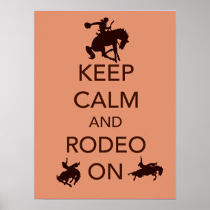 Mantenha a calma e o rodeio no poster da vaqueira