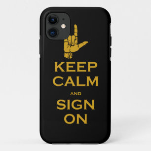 Mantenha a calma e o sinal em capas de iphone