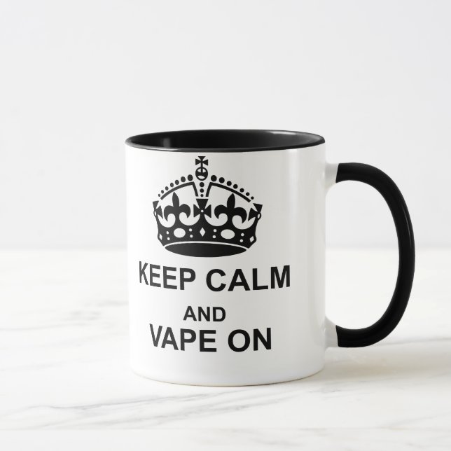 Mantenha a calma e o Vape na caneca preta (Direita)