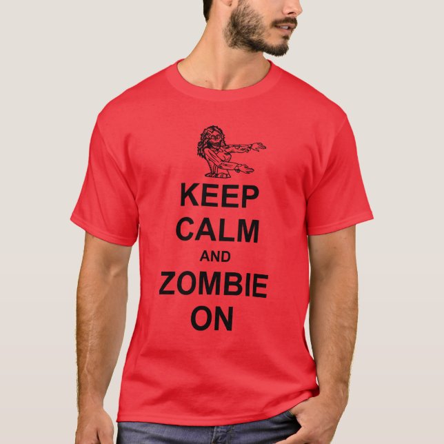 Mantenha a calma e o zombi no t-shirt (Frente)