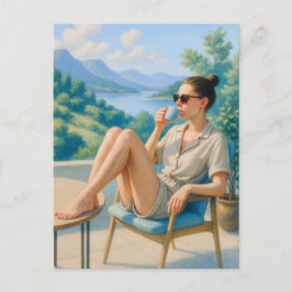 Mantenha a Calma e Relaxe Cartão Postal Aquarela