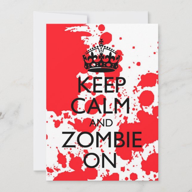 Mantenha a calma e tropece no convite do zombi (Frente)