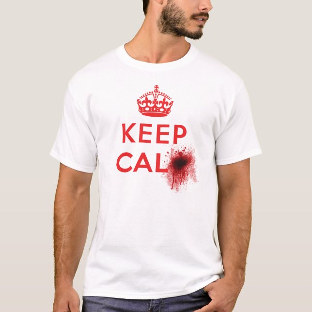 Mantenha a calma (Splatter) do sangue - t-shirt (Frente)