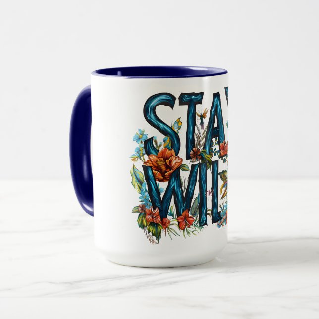 Mantenha a Caneca de viagem Floral Selvagem (Frente Esquerda)