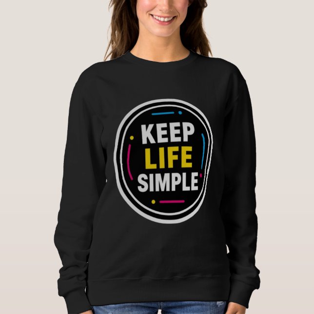 Mantenha a Vida Simples Suéter Gráfico Preto Minim (Frente)