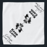 Mantenha Calma Celebração de Caprinos Ano Bandana<br><div class="desc">Design a preto com cabra e coroa mantenha-se calmo e comemore o ano de cabra (o texto não é personalizável) em fundo transparente. Design sobre bandana com fundo branco. Você pode facilmente alterar o tamanho do design e da cor de fundo clicando no botão personalizar. Disponível com o mesmo design...</div>